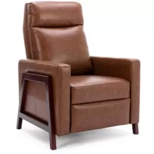 Riley push back soft air leather modern reclining armchair accent home cenema recliner chair brown - Brown