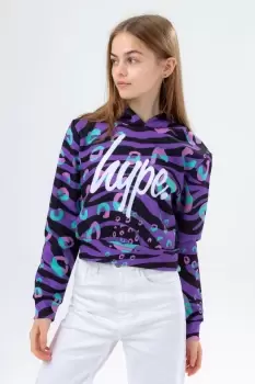 Funky Zeb-Pard Crop Hoodie