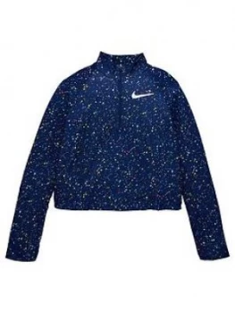 Nike Girls Half Zip 'Starry Night' Printed Shine Top - Navy, Size XL, 13-15 Years, Women