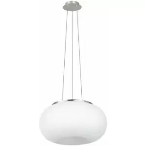 Pendant Ceiling Light Colour Satin Nickel Shade White Glass Opal Matt E27 2x60W