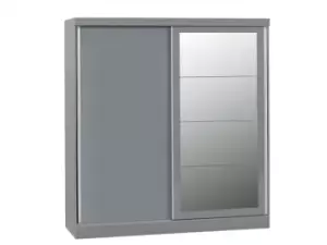 Seconique Nevada Grey High Gloss Sliding Mirrored Wardrobe