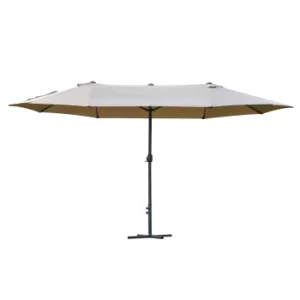 Outsunny 4.6m Garden Parasol Double-Sided Sun Umbrella Patio Market Shelter Canopy Shade Outdoor Khaki