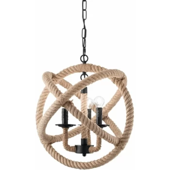 Ideal Lux Lighting - Ideal Lux Corda - 3 Light Spherical Ceiling Pendant Brown, Black, E14