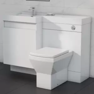 1200mm White Toilet and Sink Unit Left Hand with Square Toilet - Agora