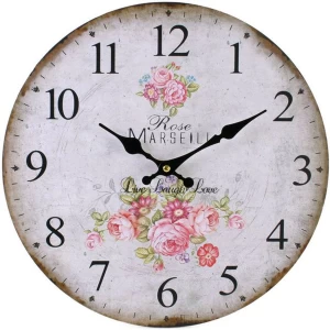 Shabby Chic Pink Rose Live, Laugh, Love Wall Clock