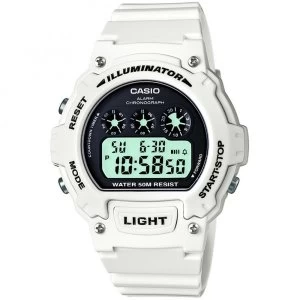 Casio W-214HC-7AVEF Illuminator Sports Digital Chrongraph Watch - White