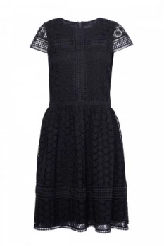 French Connection Parker Lace Fit And Flare Dress Utility Blue