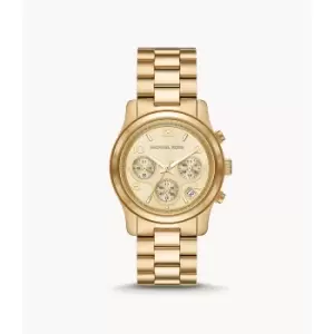 Michael Kors Womens Runway Chronograph Gold-Tone Stainless Steel Watch - Gold