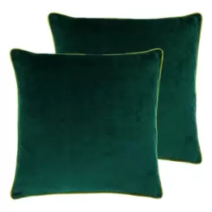 Paoletti Meridian Twin Pack Polyester Filled Cushions Emerald/Moss