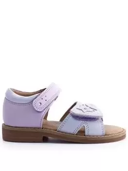 Start-rite Seashore Girls Purple Iridescent Leather Shell Design Riptape Summer Sandals - Purple, Lilac, Size 6 Younger