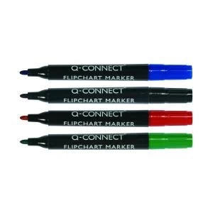 Q-Connect Flipchart Marker Pen Bullet Tip Assorted Pack of 4 KF01551