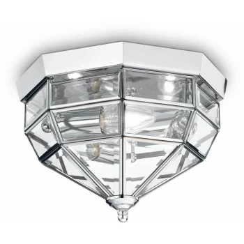 Ideal Lux Norma - 3 Light Indoor Wall / Ceiling Light Chrome, Clear, E14