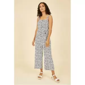 Yumi White Animal Print Button Up Jumpsuit - White