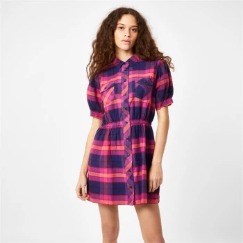 Jack Wills Clara Tartan Mini Shirt Dress - Navy