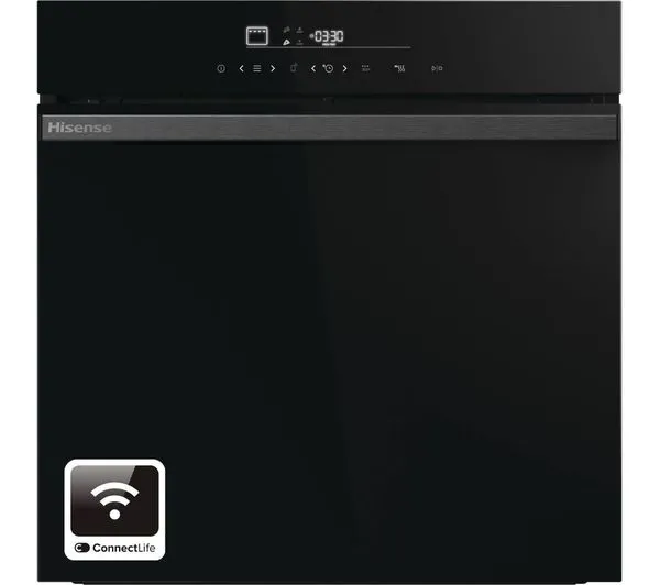 Hisense Hi6 BlackLine HO66FAPizzaChef WiFi Connected Built In Electric Single Oven and Pyrolytic Cleaning - Jet Black - A+ Rated