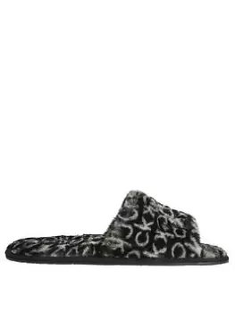 Calvin Klein Recycled Faux Fur Slipper - Black, Size 41, Women