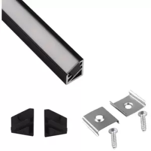 Moderix - Aluminium Profile Corner 2m For LED Lights Strip Opal Cover - Colour Black - Pack of 5