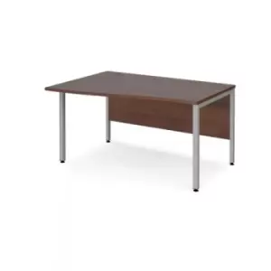 Office Desk Left Hand Wave Desk 1400mm Walnut Top With Silver Frame Maestro 25 MB14WLSW