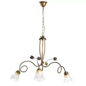 Arianna 3 Light Flower Multi Arm Pendant Ceiling Light, Bronze