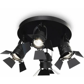 Ideal Lux Ciak - Adjustable 4 Light Ceiling Flush Light Black, GU10