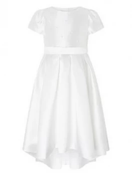 Monsoon Girls Henrietta Pearl Embellished Dress - White, Size 10 Years, Women