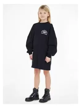 Tommy Hilfiger Girls Varsity Sweat Dress - Desert Sky, Navy, Size 10 Years, Women