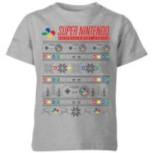 Nintendo SNES Pattern Kid's Christmas T-Shirt - Grey - 3-4 Years