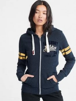 Superdry Track & Field Zip Hoodie - Navy, Size 6, Women