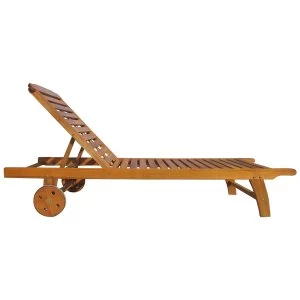 Charles Bentley Wheeled Hardwood Sun Lounger