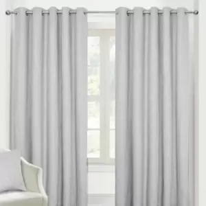 Homecapes Light Grey Heavy Boucle Textured Blackout Lined Eyelet Curtain Pair, 66 x 90'