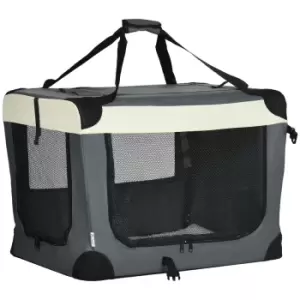 PawHut 70cm Foldable Pet Carrier for Cats and Miniature Dogs - Grey