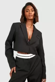 Pocket Detail Crop Tailored Blazer