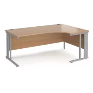 Office Desk Right Hand Corner Desk 1800mm Beech Top With Silver Frame 1200mm Depth Maestro 25 MCM18ERSB