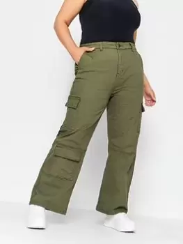 Yours Multi Pocket Wide Cargo Khaki, Green, Size 18, Women