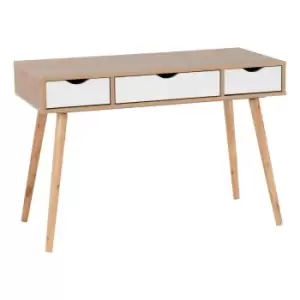 Seconique Seville 3 Drawer Console Table - White Gloss/Light Oak Effect Veneer