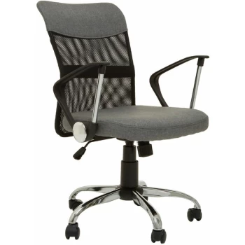 Premier Housewares - Grey Home Office Chair with Chrome Arms