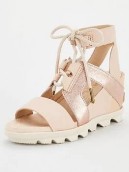 Sorel Joanie Ii Ankle Lace Leather Wedge Sandal - Tan