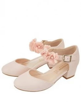 Monsoon Macaroon Pink Corsage Two Part Shoe - Pale Pink, Size 4 Older