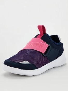 Lacoste LT Dash Slip 120 Trainers - Navy/Pink, Size 11 Younger