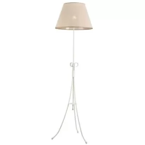 Lorenzo Floor Lamp With Fabric Shade White, 1x E27