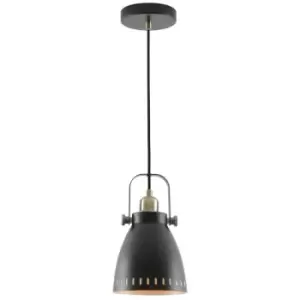 Luminosa Lighting - Small Ceiling Dome Pendant, 1 x E27, Matt Black, Antique Brass, Khaki