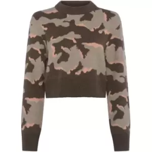 French Connection Kylah Camo Crew Neck Jumper - Green