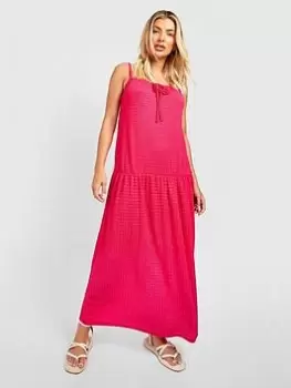 Boohoo Textured Midaxi Smock Dress - Hot Pink, Size 8, Women