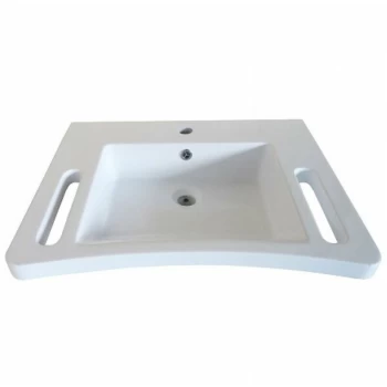 Onyx Ergonomic Wall Hung Basin with Hand Grip Support 600mm Wide - 1 Tap Hole - AKW