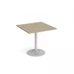 Genoa square dining table with silver trumpet base 800mm - barcelona