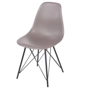 Roloku Pair of Plastic Chairs with Metal Legs - Brown