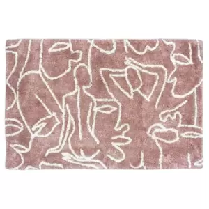 Furn. Everybody Abstract Knitted Cotton Anti-slip Bath Mat Blush/Ivory