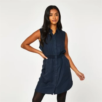 Jack Wills Ruckhall Sleeveless Shirt Mini Dress - Navy