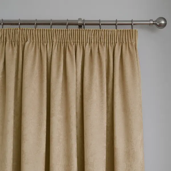 Fusion Galaxy Dim Out Woven Ochre Pencil Pleat Curtains Yellow