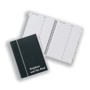 Telephone and Fax Index Book A5 Wirebound Black